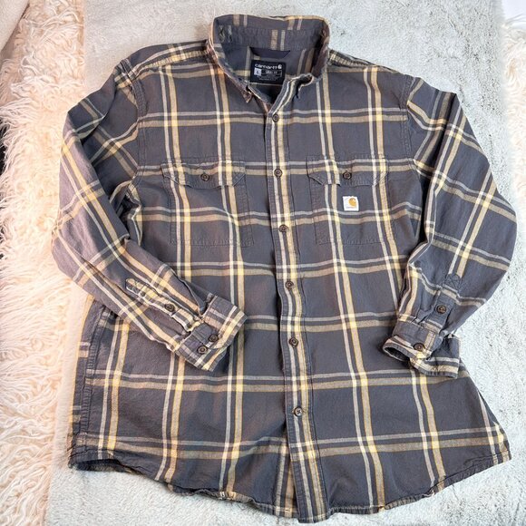 Carhartt Shirt Mens Large Loose Fit Midweight Chambray Long Sleeve Shirt TW4447M - Picture 1 of 8